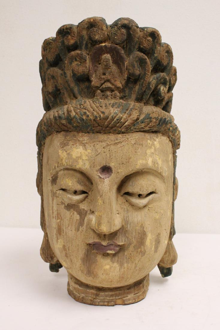 Chinese large wood Buddha head (1 of 11)