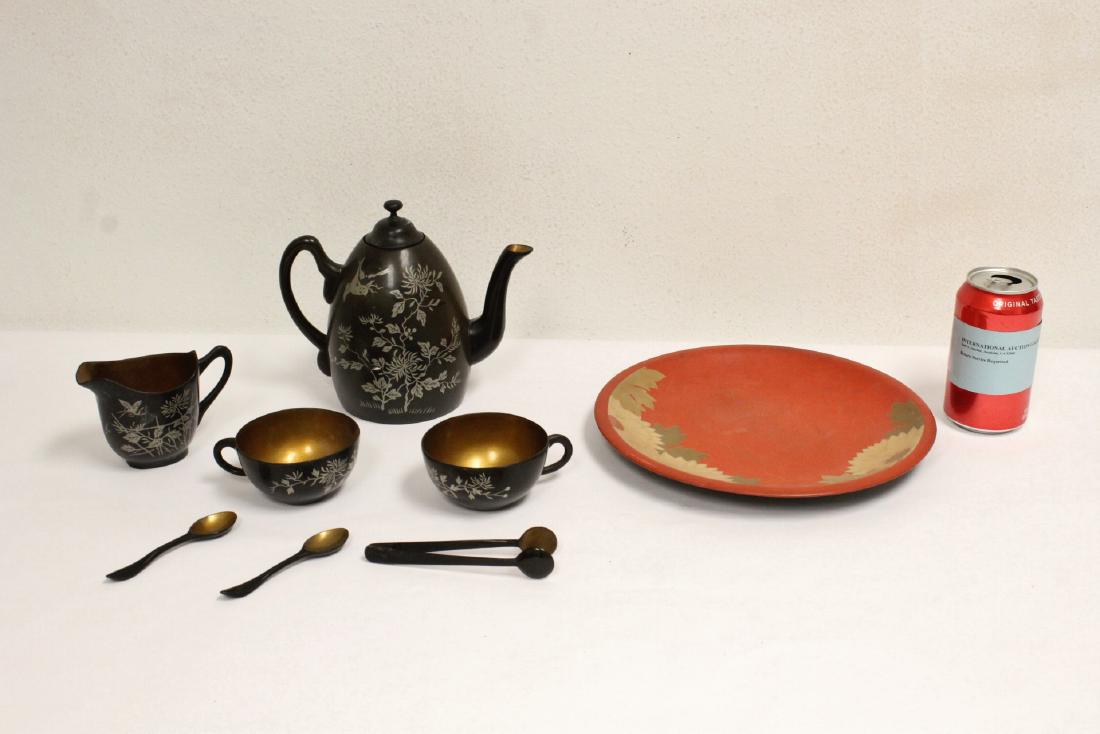 Lot of Chinese silver inlaid Fuzhou lacquer ware (1 of 10)