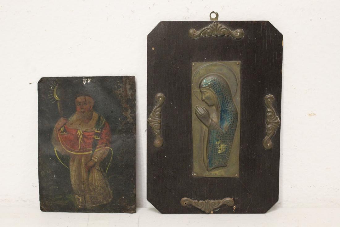 18th/19th c. oil on tin retablo & a wood panel (1 of 10)