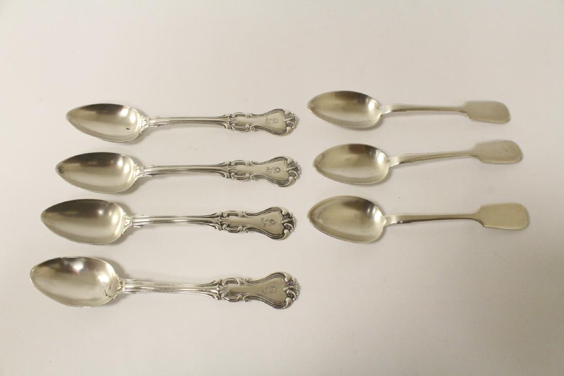 7 Russian antique 84 silver spoons: 7 Russian antique 84 silver spoons, wt. 176gm, 6"L(6), 5.15"L