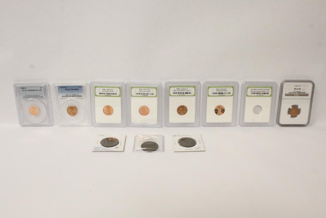 Lot of cents and an encapsulated raw diamond (1 of 12)