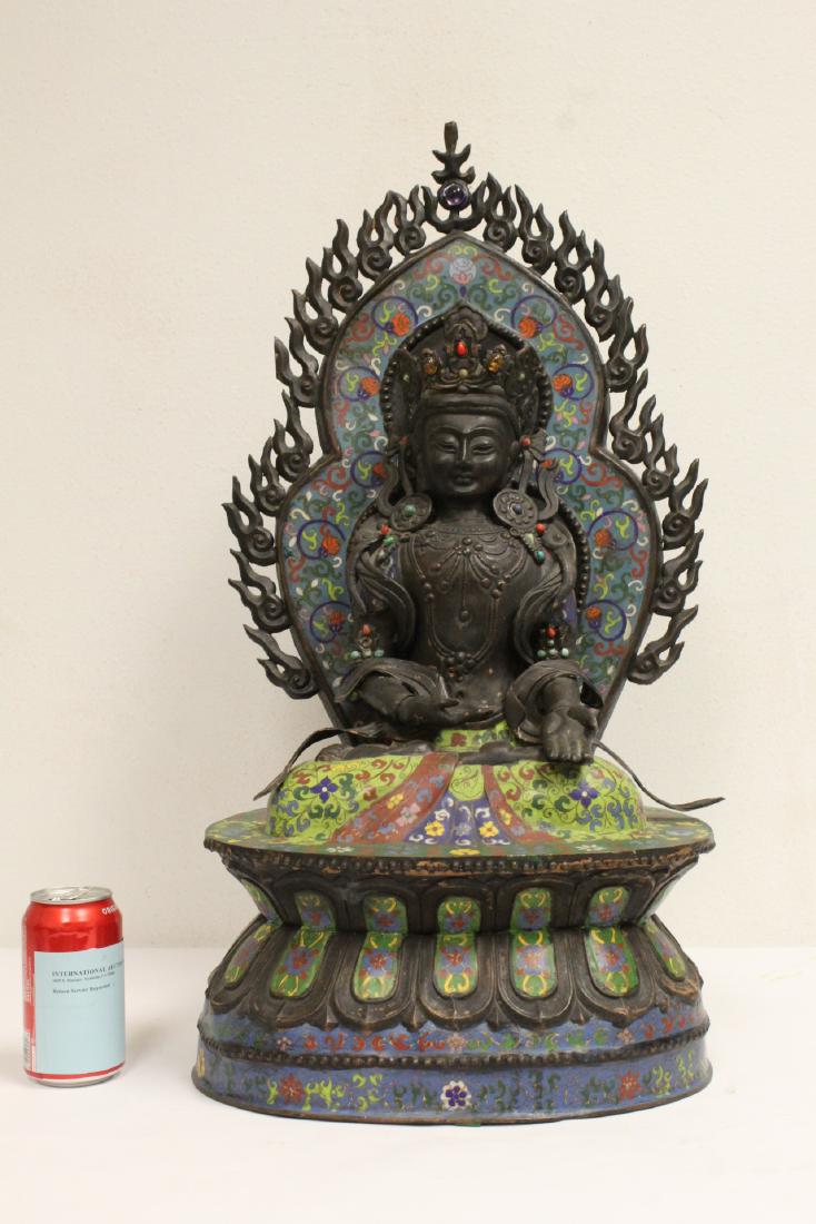 lg Chinese bronze sculpture with cloisonne decoration (1 of 11)