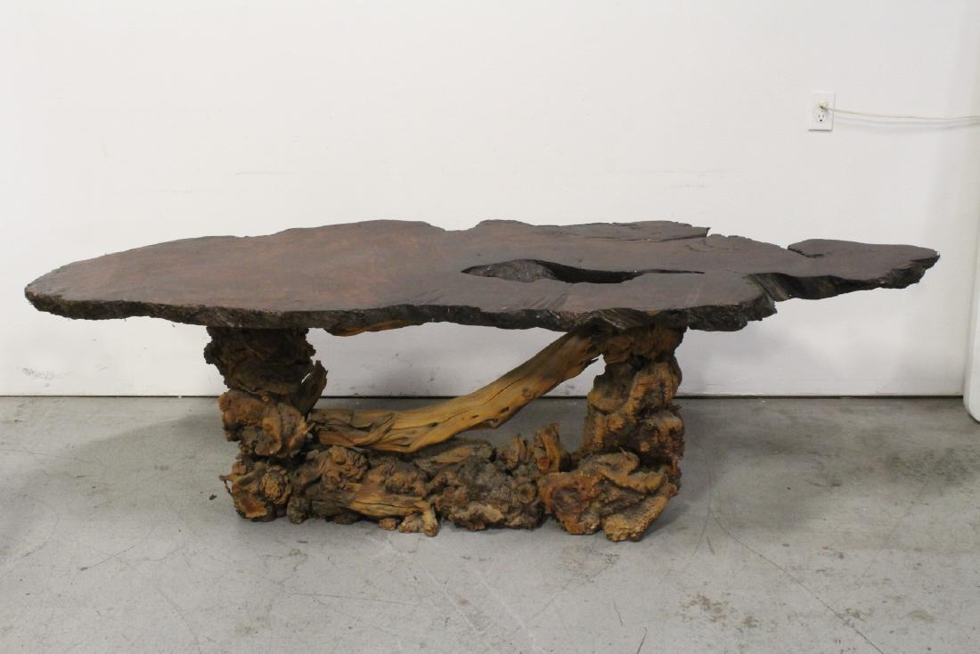 A large Chinese burl walnut table w/ base (1 of 13)