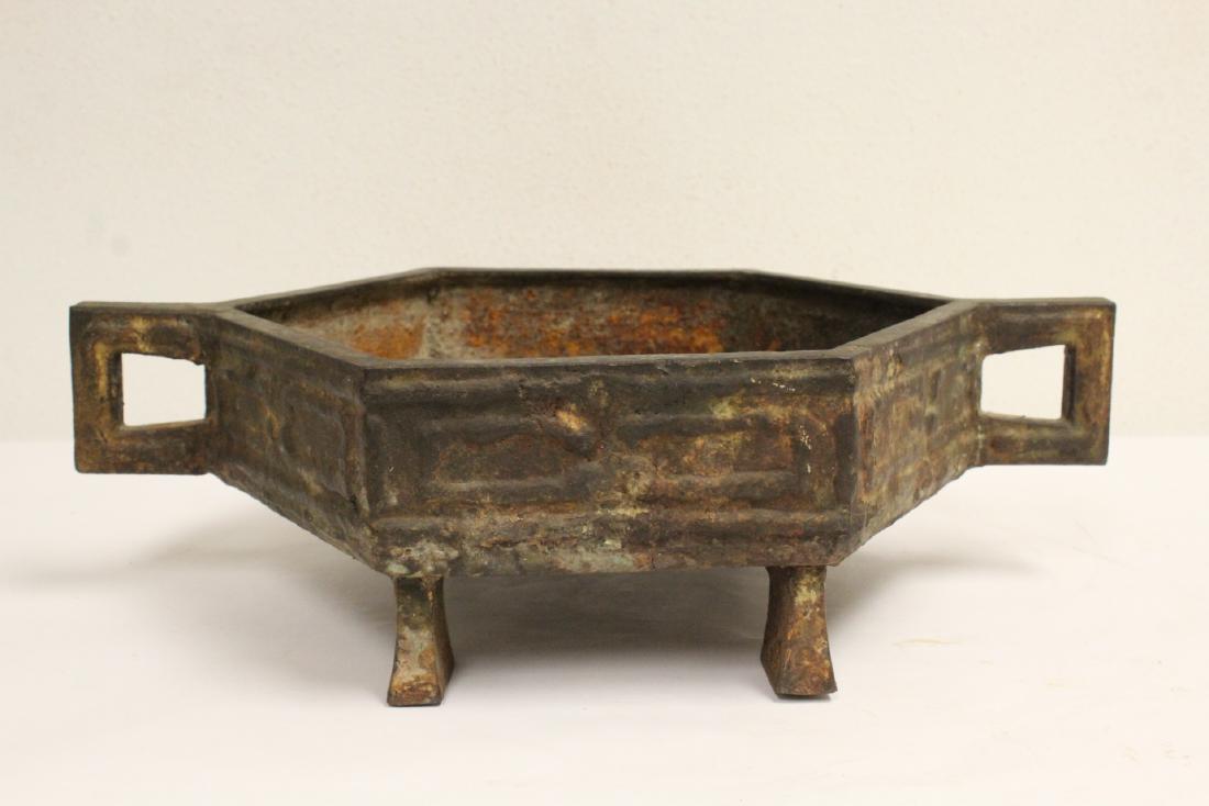 Large Chinese antique cast iron temple censer (1 of 10)