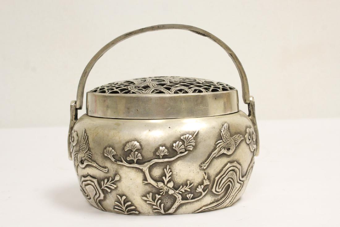 Chinese silver on bronze handled censer (1 of 10)