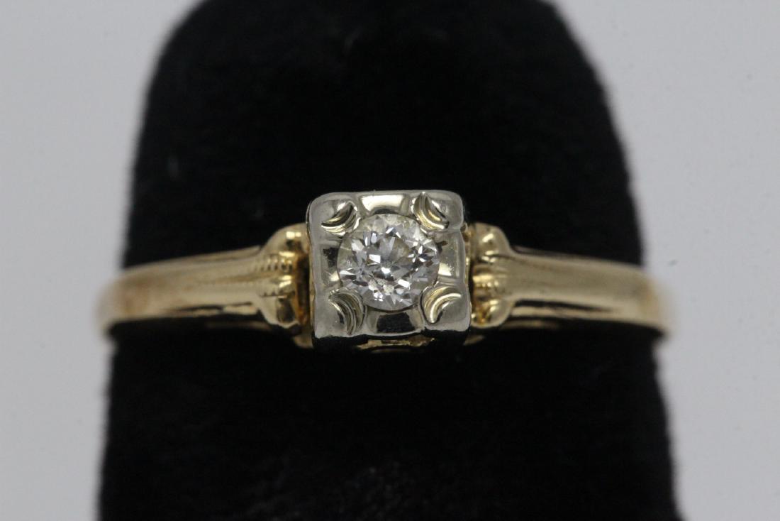 14K Y/G Victorian pinky diamond ring (1 of 11)