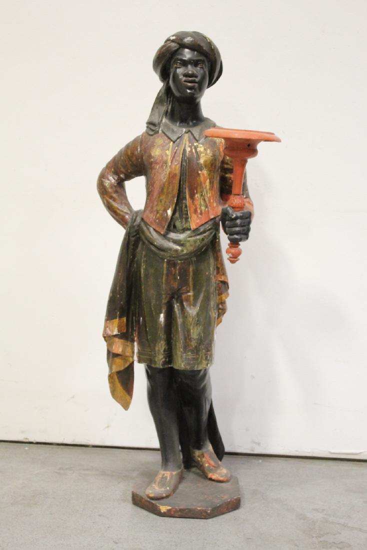 Antique wood carved blackamoor statue (1 of 10)