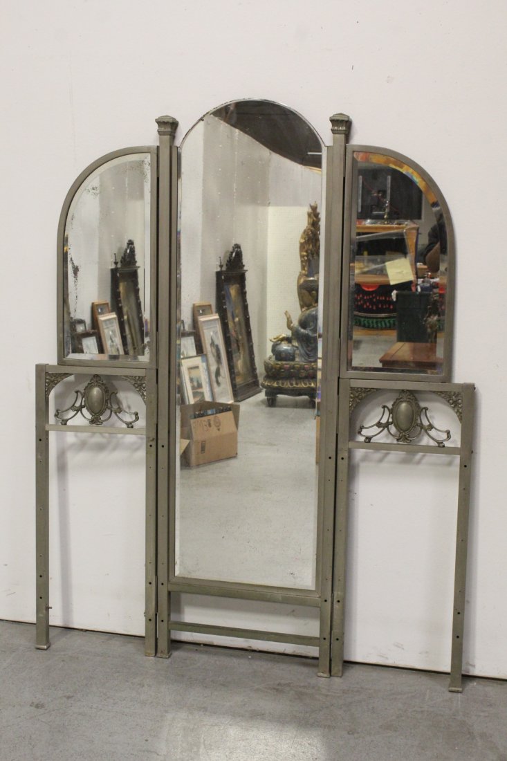 An ornate French 3-panel floor dressing mirror (1 of 11)