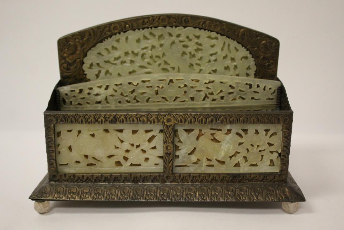 Antique Chinese letter holder with jade inset (1 of 11)