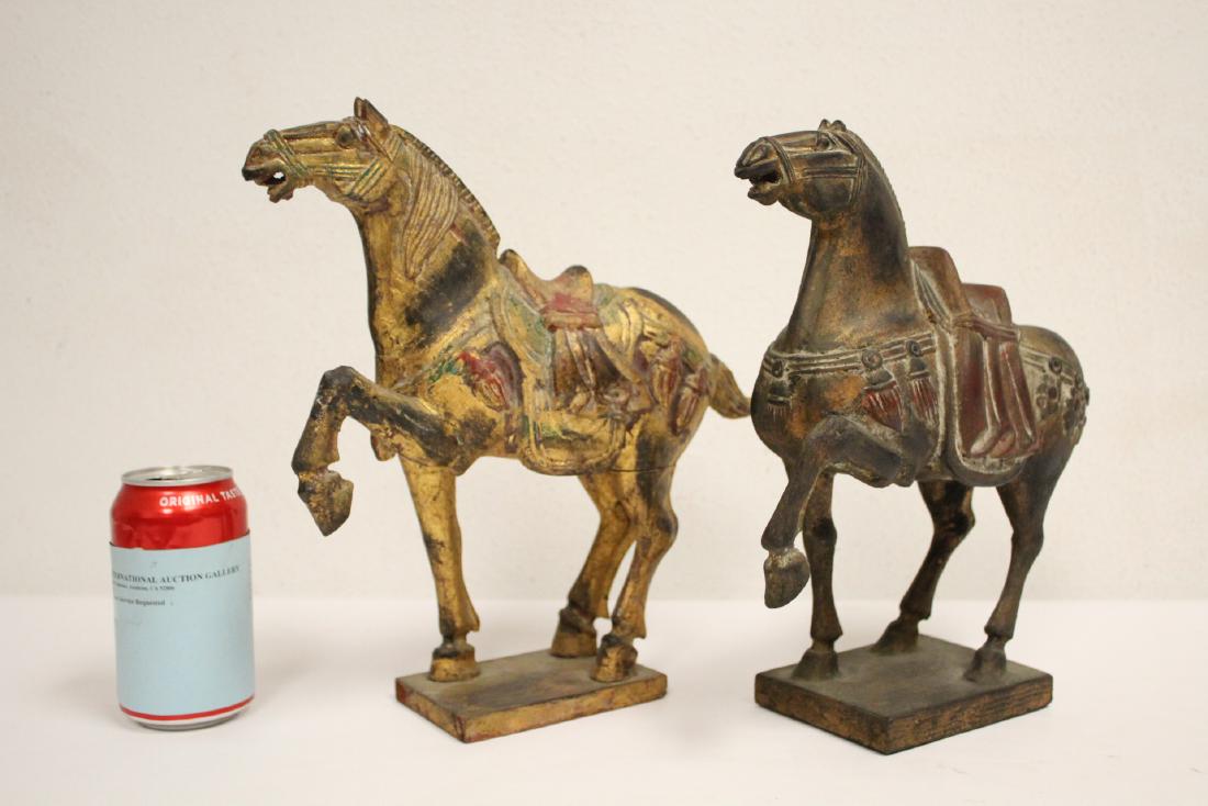 Pair Chinese polychrome wood carved horse (1 of 10)