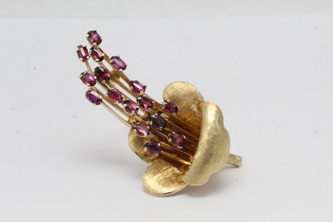 A beautiful 14K rose gold ruby spray brooch (1 of 11)