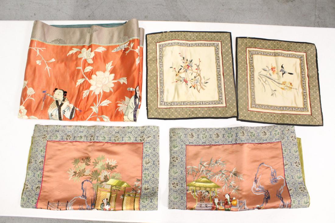 5 Chinese vintage embroidery panels (1 of 10)