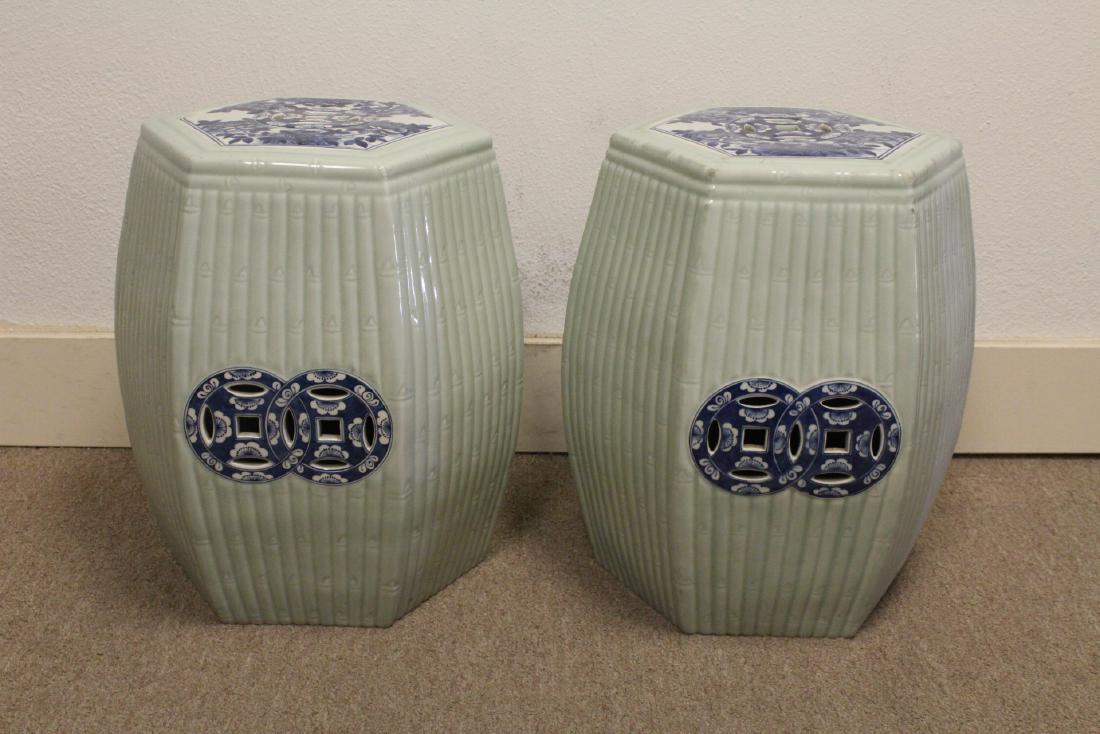 Pair Chinese 19th/20th c. porcelain garden stools (1 of 12)