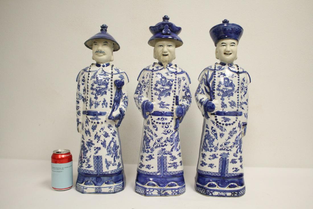 3 Chinese large blue and white porcelain figures (1 of 10)