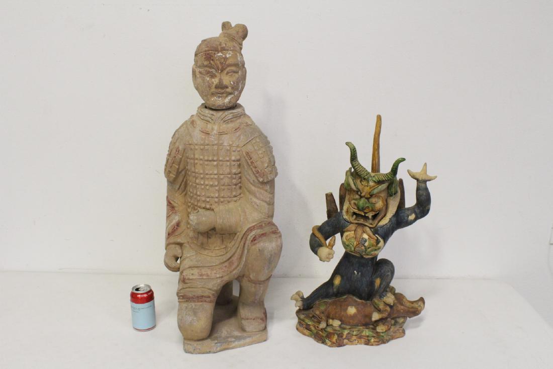 Sancai style pottery beast, and a pottery warrior (1 of 11)