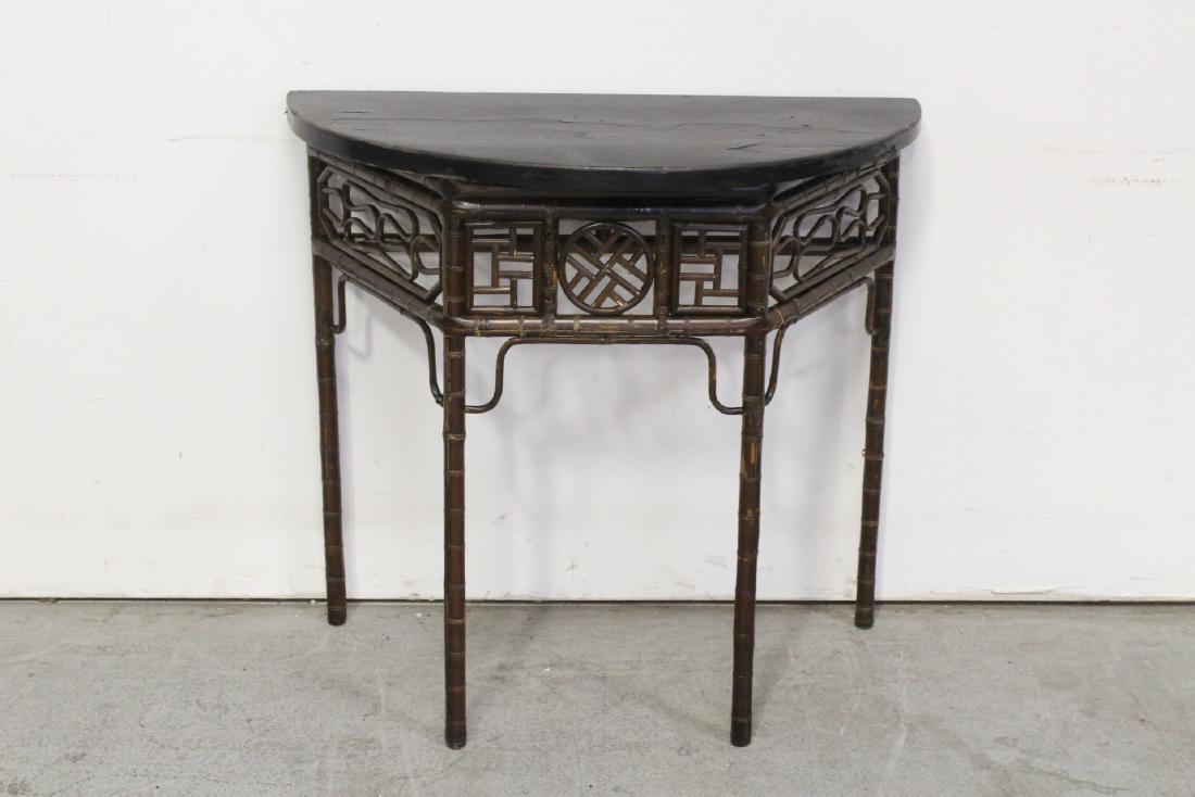 Chinese vintage half round bamboo based table (1 of 11)