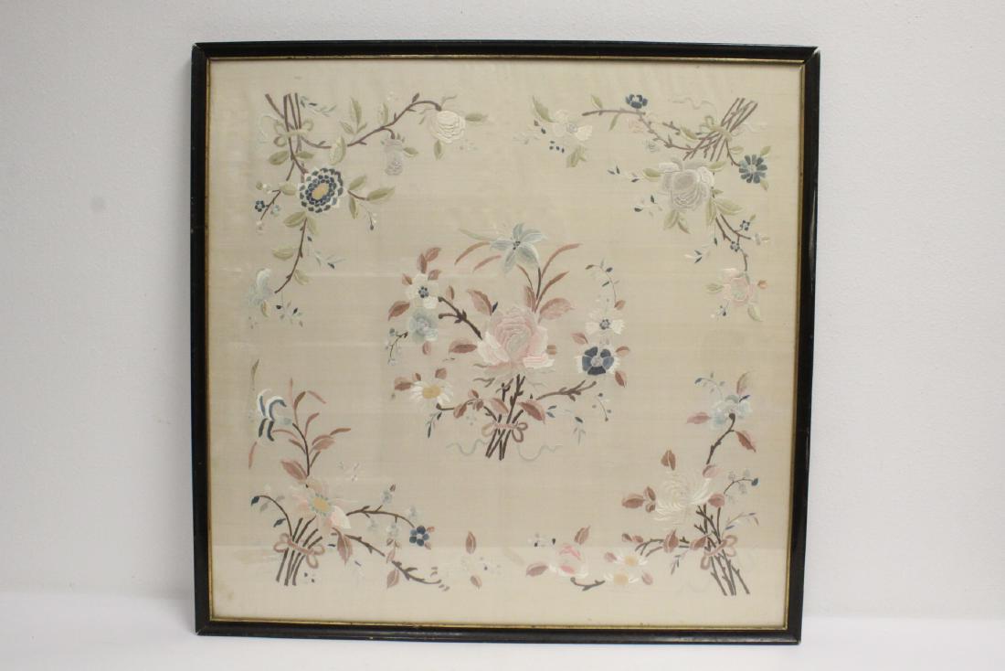 Antique Chinese framed embroidery panel (1 of 10)