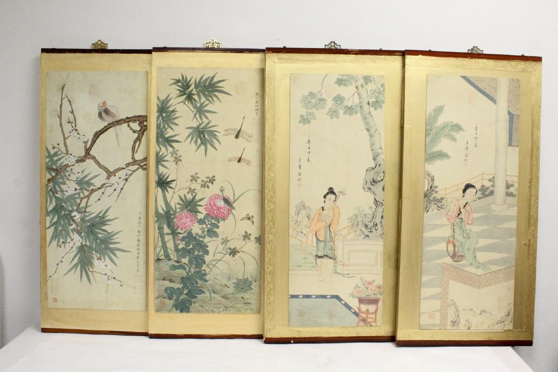 4-panel screen with watercolor on silk (1 of 10)
