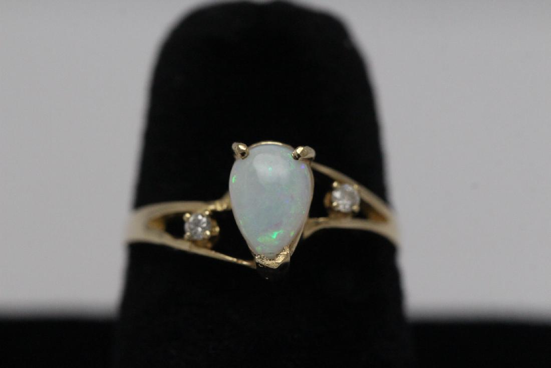 14K Y/G opal diamond ring, size 6 (1 of 10)
