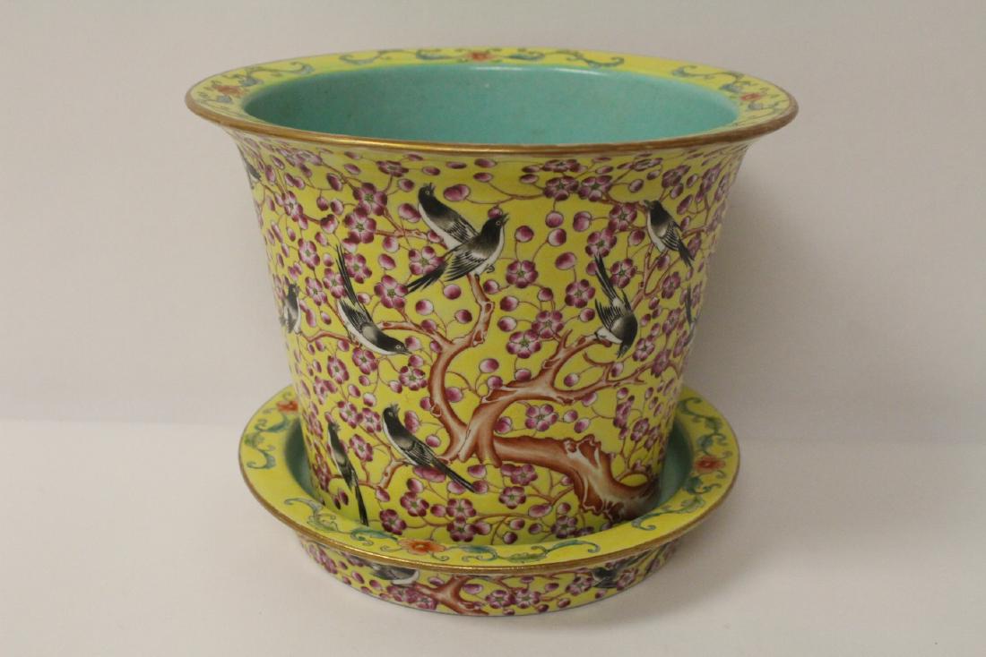 Chinese 19th c. porcelain planter with under-plate (1 of 12)