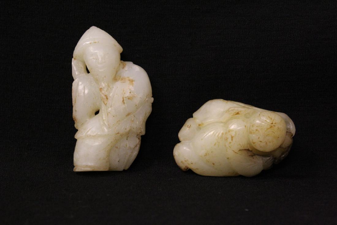 2 Chinese white jade carved figures (1 of 10)