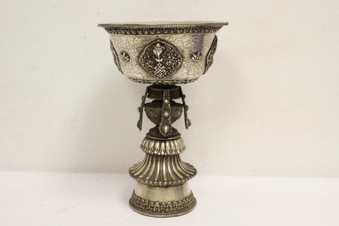 Chinese silver on bronze stem bowl (1 of 10)
