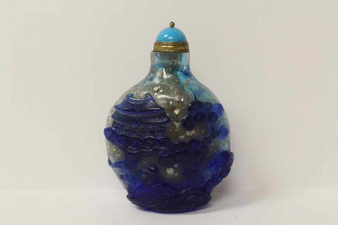 A fine blue overlay Peking glass snuff bottle (1 of 11)