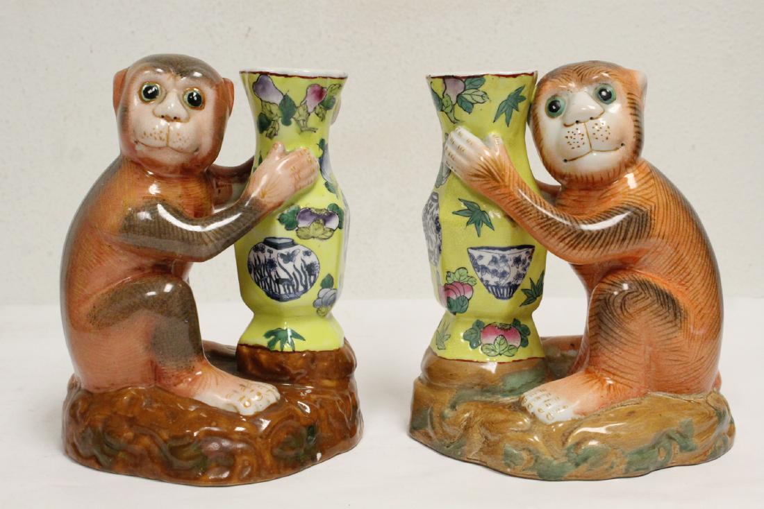 Pair Chinese famille rose candle holders (1 of 10)