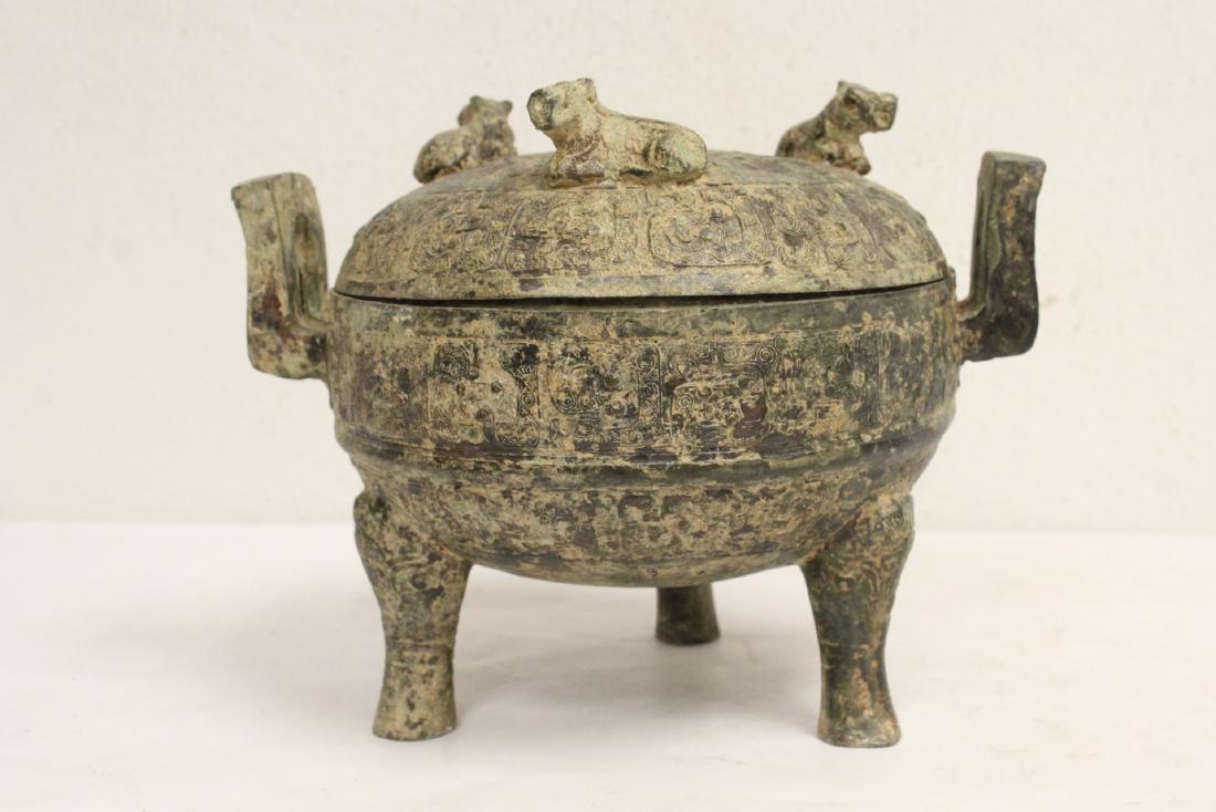 Chinese bronze tripod covered ding (1 of 10)