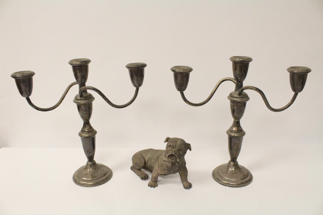 Pr weighted sterling candelabra and a bulldog (1 of 11)