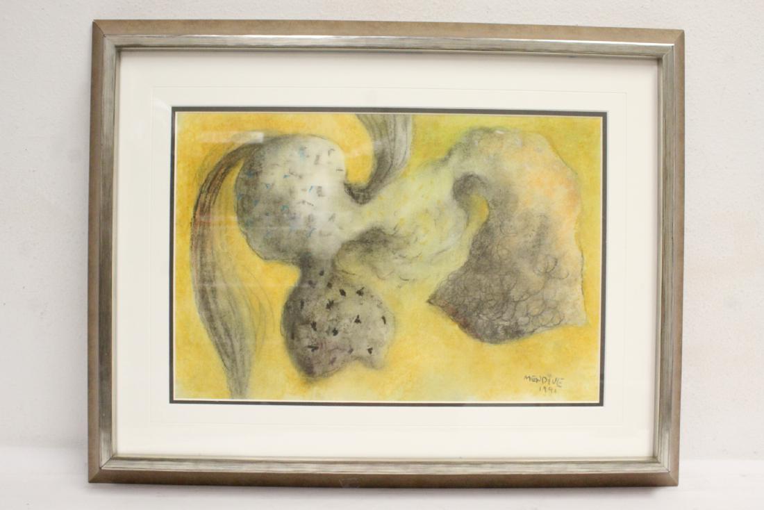 Framed pastel on paper by Manuel Mendive w/ certificate (1 of 10)