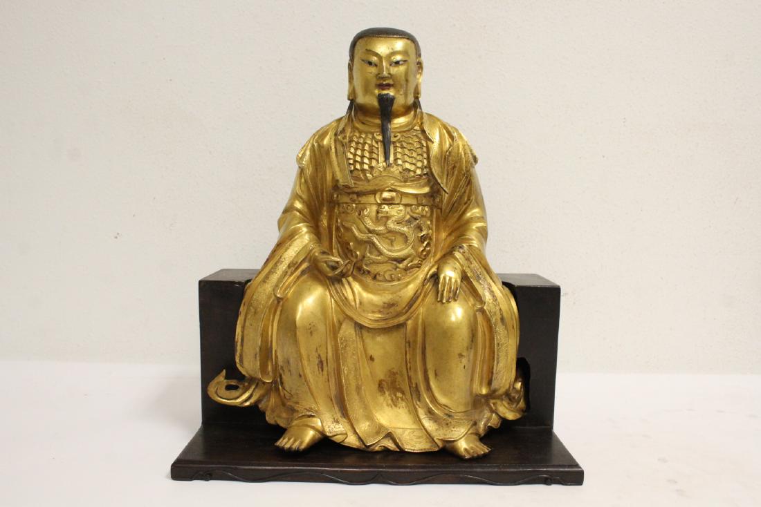 Chinese antique gilt bronze sculpture on stand (1 of 10)