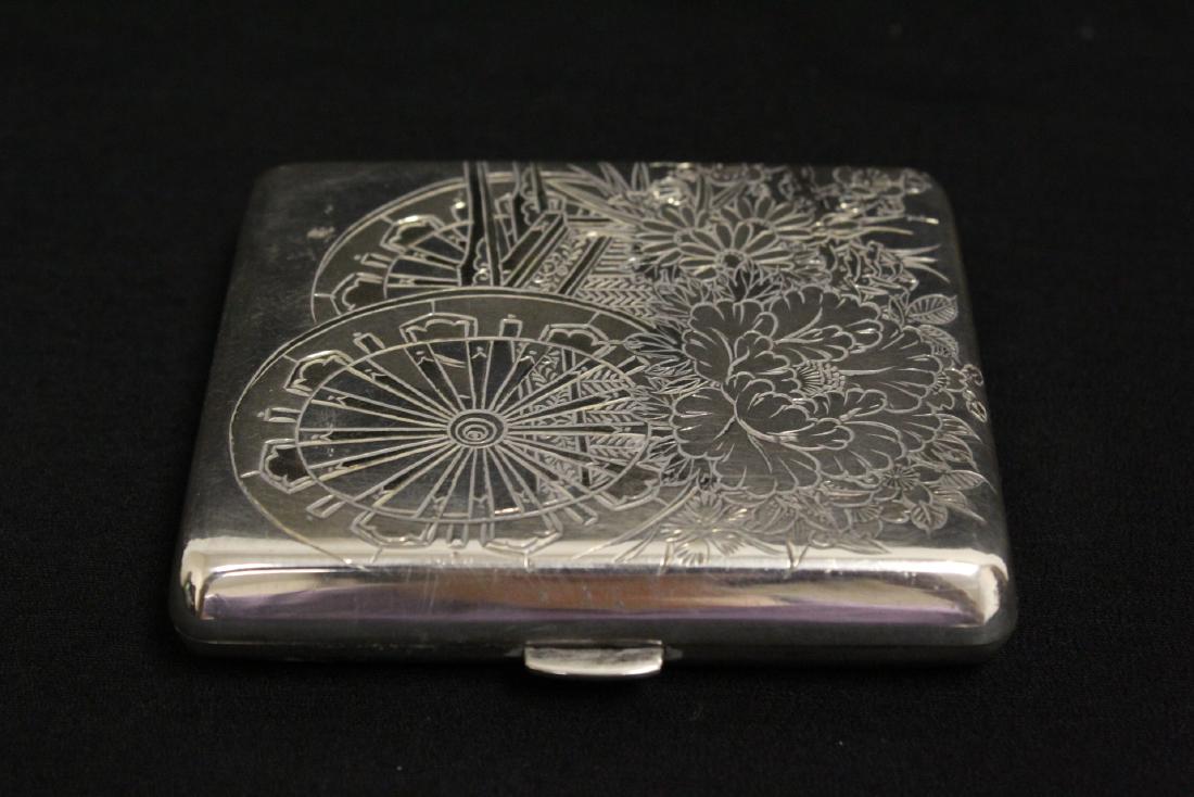 Japanese antique 950 silver cigarette case, signed (1 of 10)