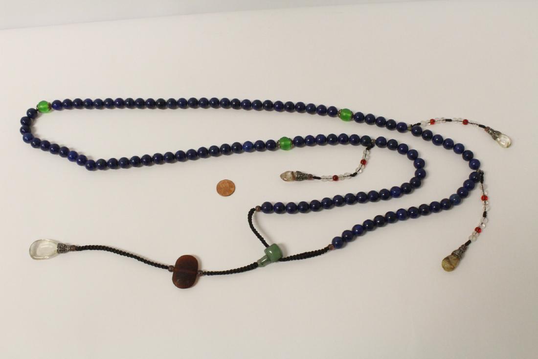 Chinese long lapis bead necklace (1 of 11)