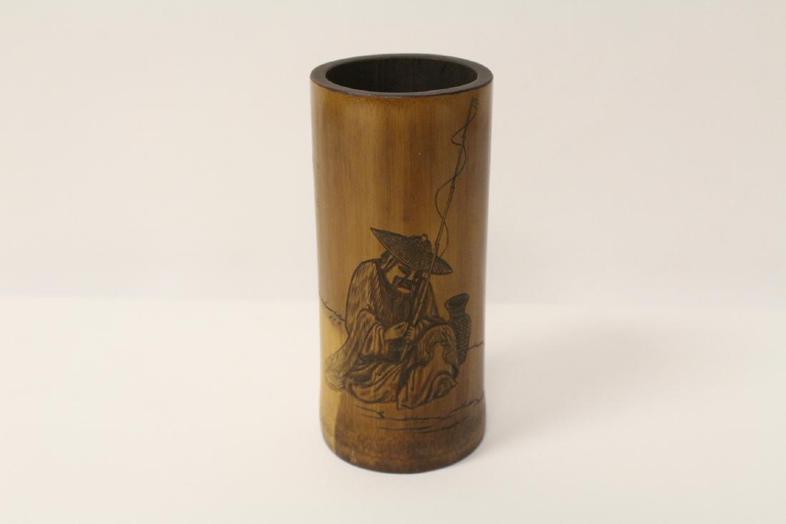 A finely carved bamboo brush holder (1 of 11)
