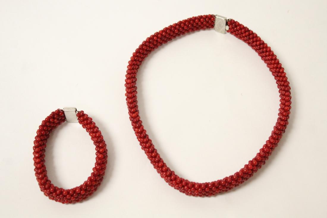 Coral like bead necklace and bracelet (1 of 7)