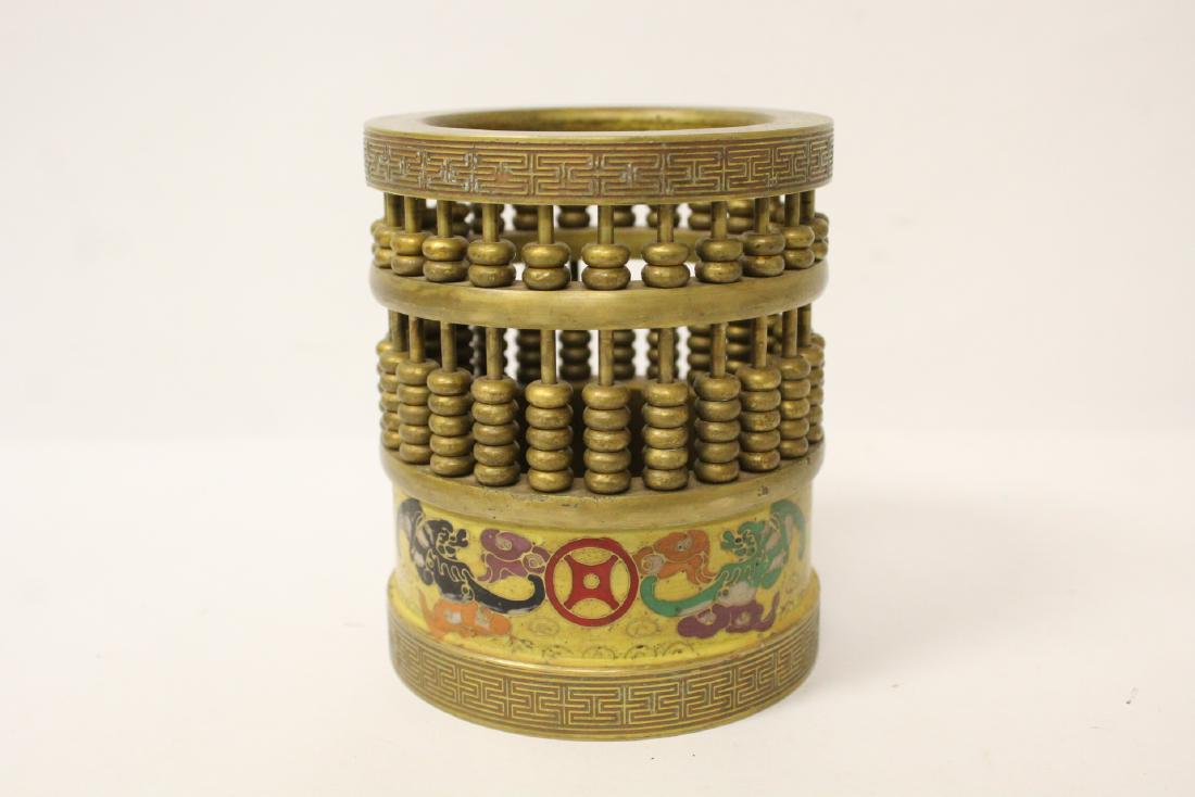 A very heavy Chinese bronze brush holder (1 of 10)