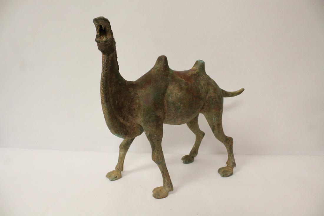 Chinese bronze sculpture of camel: Chinese bronze sculpture of camel, 13"H