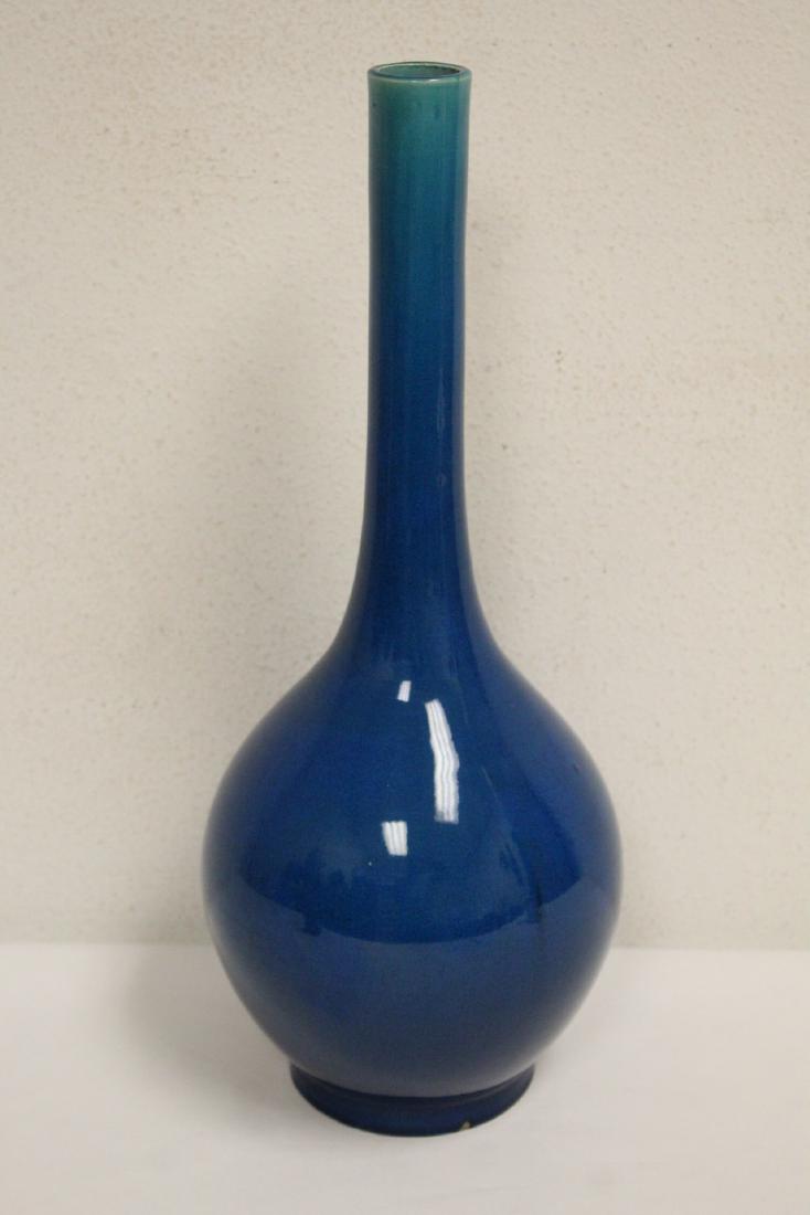 Chinese blue glazed porcelain bottle vase (1 of 11)