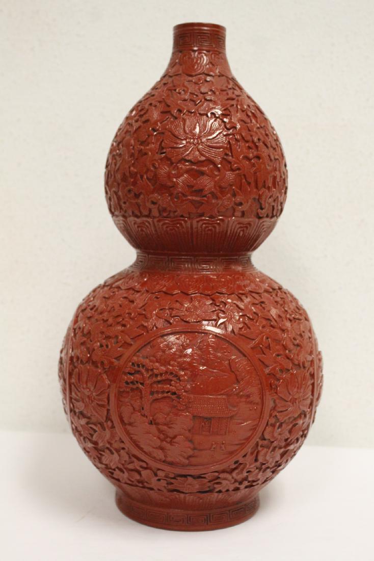 Rare Chinese red glazed carved porcelain vase (1 of 11)