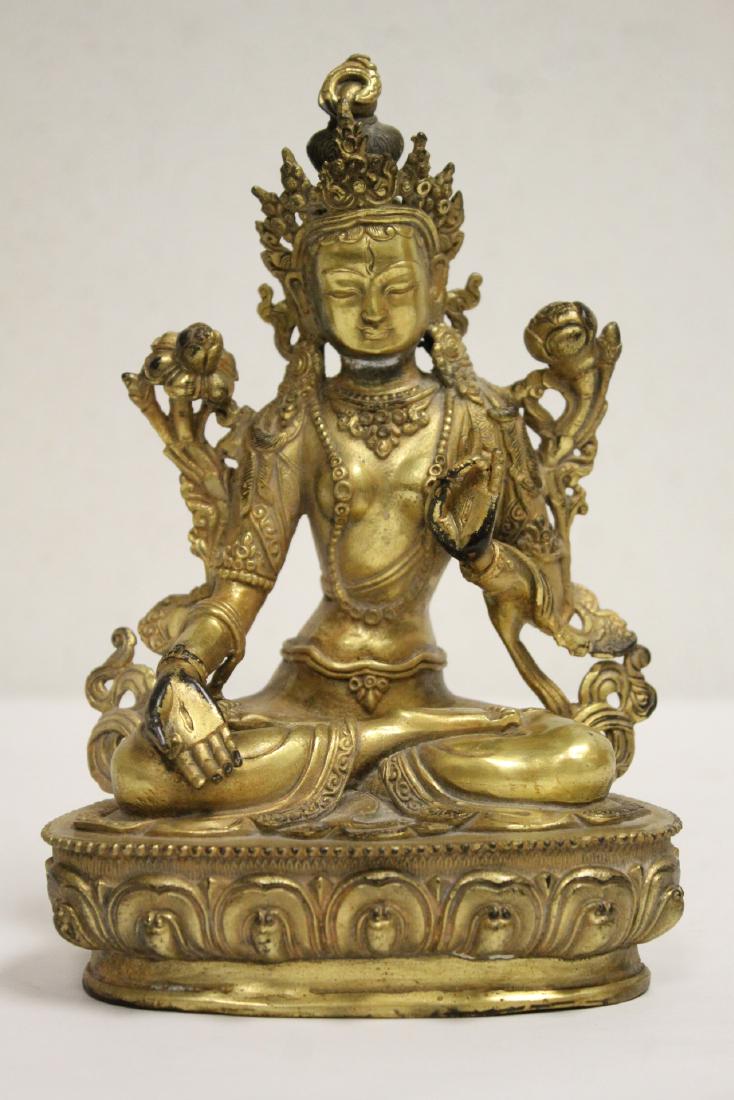 Gilt bronze sculpture of seated Buddha (1 of 10)