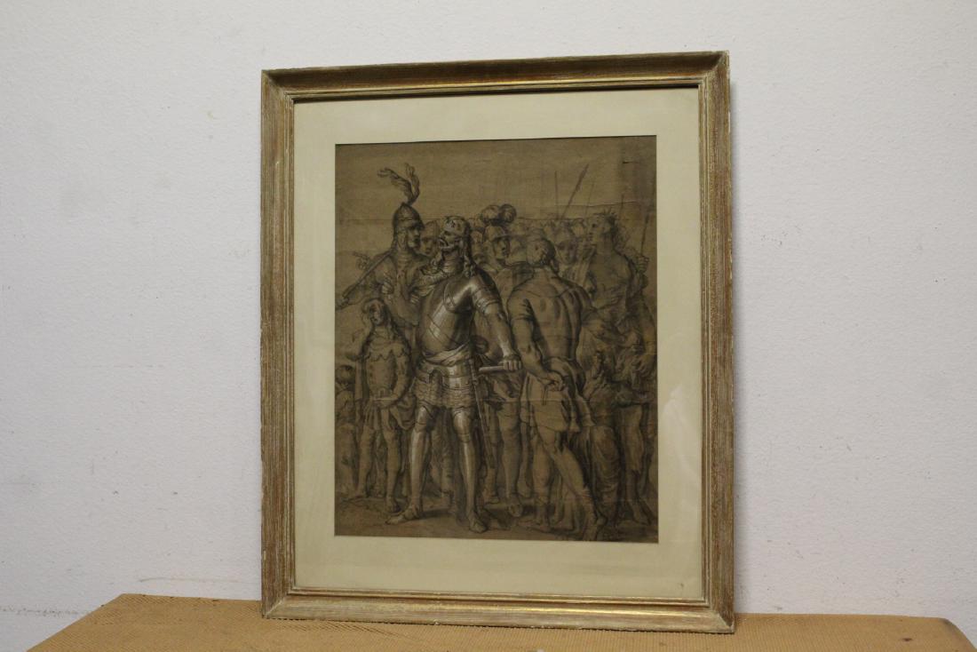 important 18th c. watercolor/charcoal painting (1 of 10)