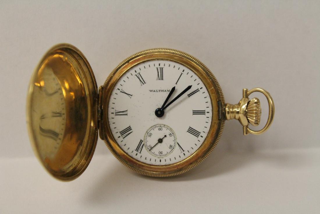 14K Y/G hunter cased pocket watch by Waltham (1 of 10)