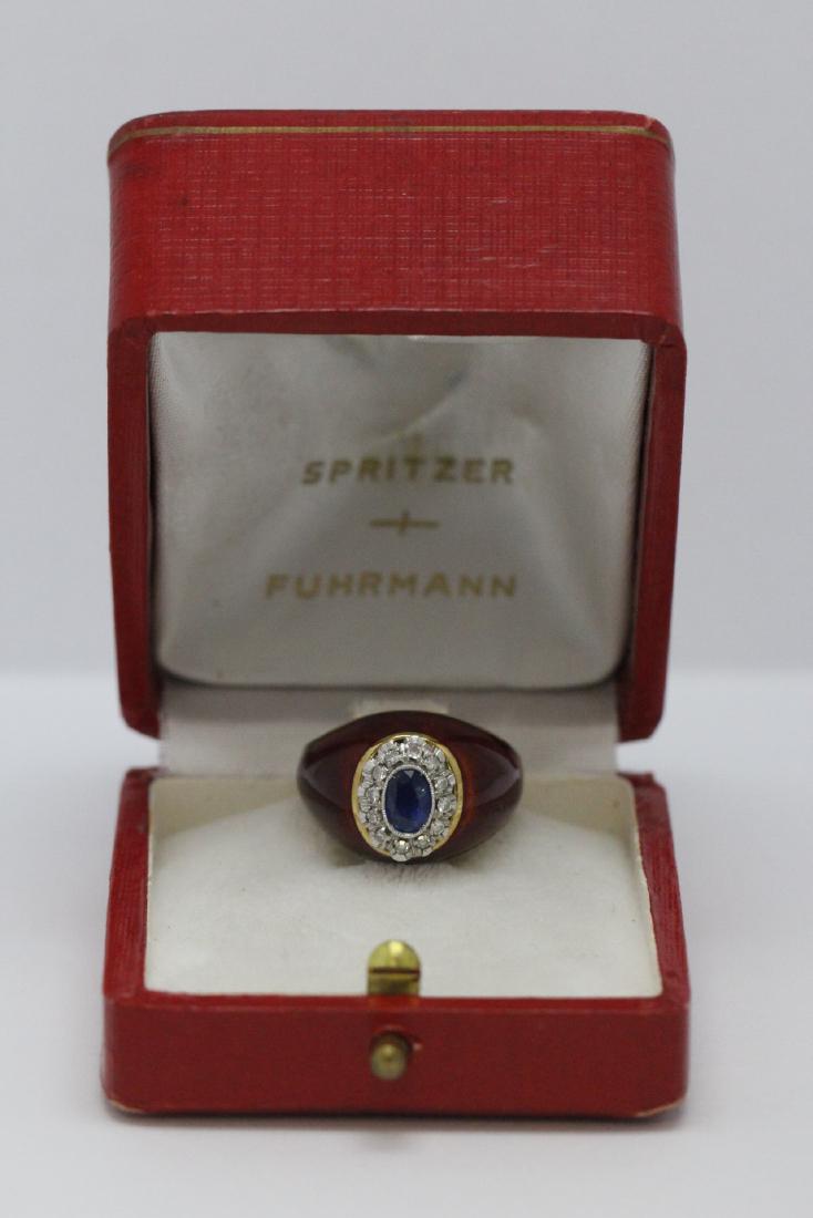 18K enamel sapphire diamond ring by Spritzer (1 of 10)