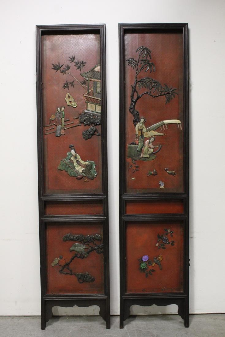 2 Chinese 18th/19th c. lacquer rosewood panel (1 of 12)