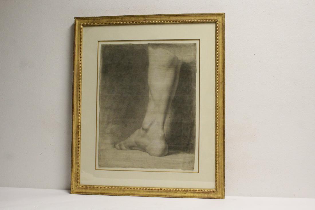 Pencil on paper "foot study" with gilt frame (1 of 10)