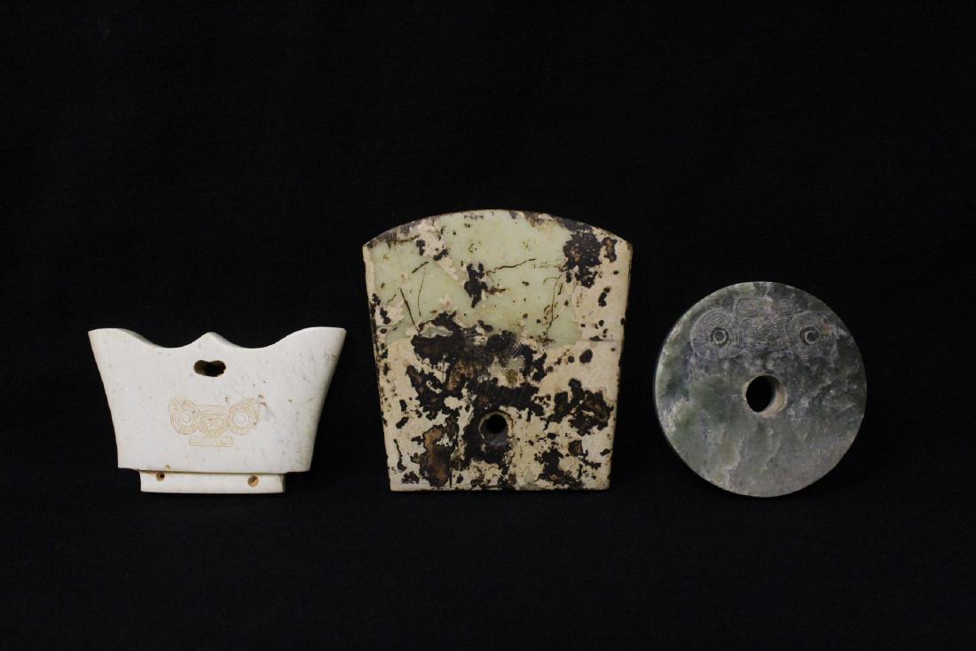3 Chinese jade like stone carved ornaments (1 of 10)