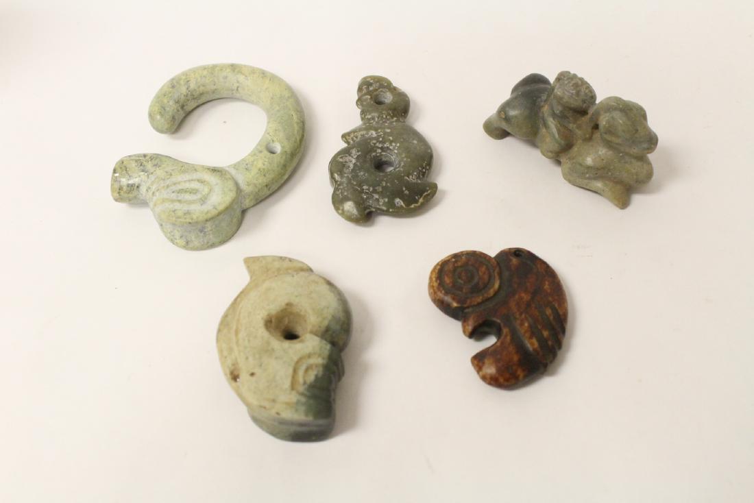 5 Chinese jade like stone carved ornaments (1 of 11)
