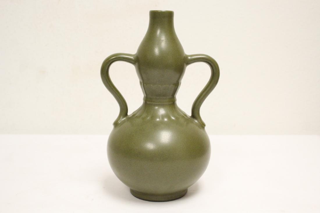 Chinese tea glazed gourd shape vase (1 of 10)