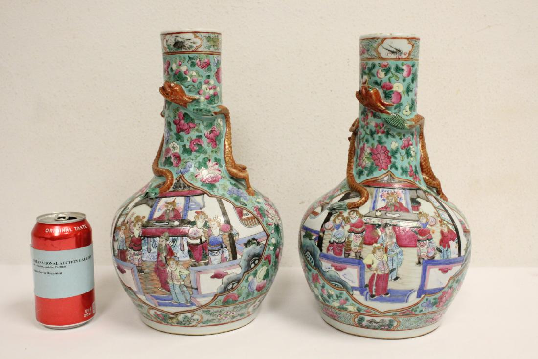 Pr Chinese antique famille rose porcelain bottle vase (1 of 10)